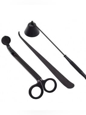 Ankyo  black metal candle wick trimmer care 3 pc set